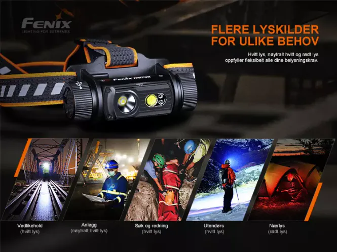 Hovedbilde Fenix HM70R hodelykt 1600 LM LED USB-C